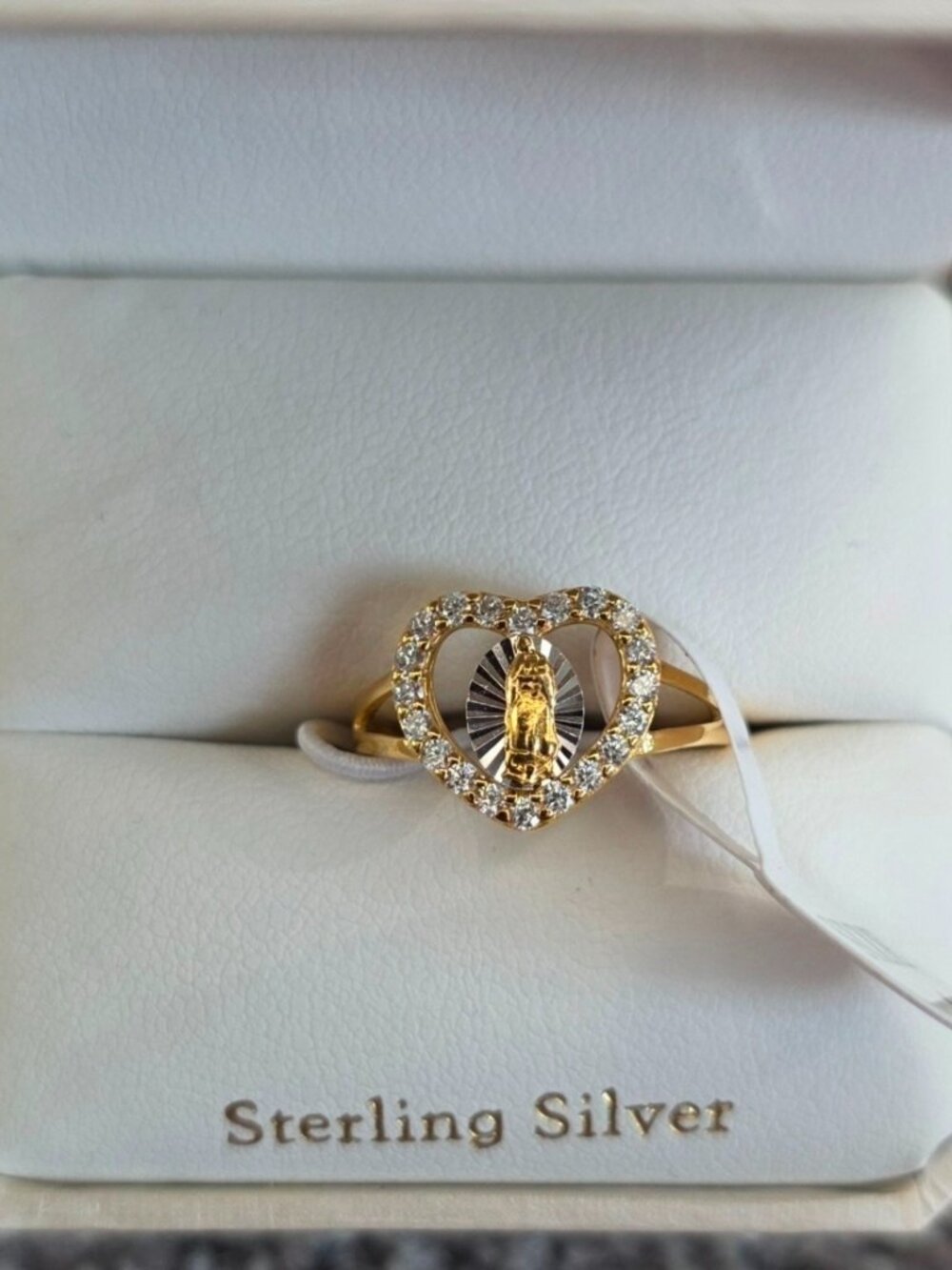 Cynthia Rowley Sterling silver Virgin Mary Cubic Zirconia Ring Size:6